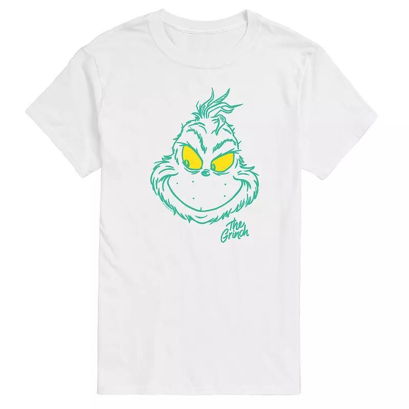 Big & Tall Dr. Seuss The Grinch Face Graphic Tee, Mens Blue Product Image