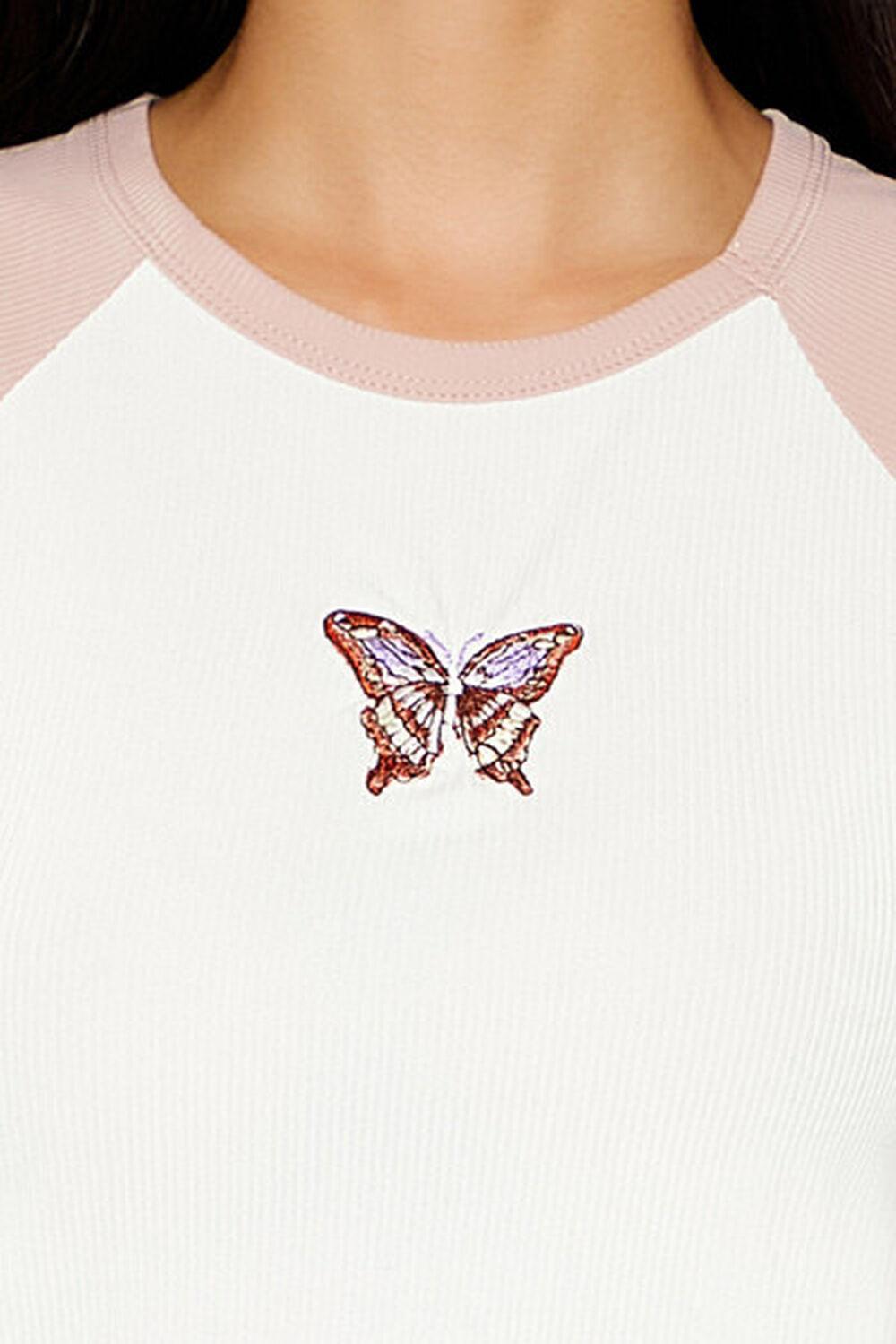 Embroidered Butterfly Raglan Tee | Forever 21 Product Image