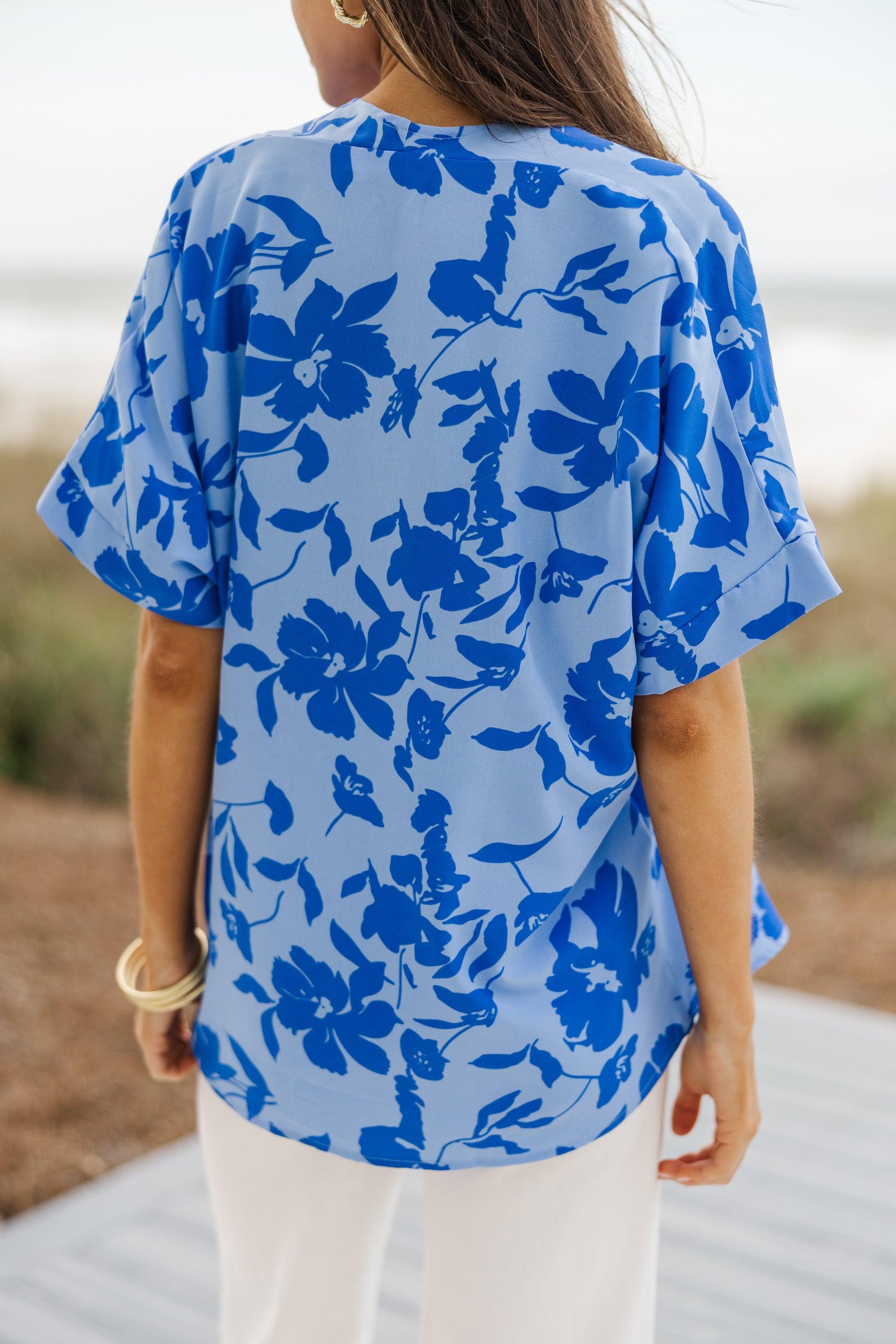 By The Garden Blue Floral Top Female Product Image