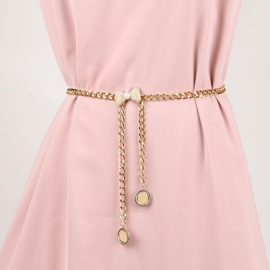 Bow Faux Pearl Alloy Waist Chain Product Image