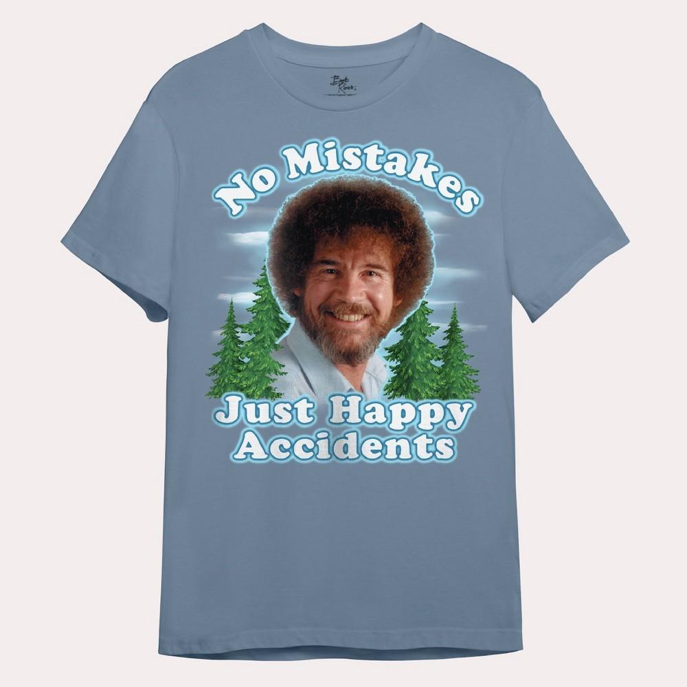 Mens Bob Ross Happy Accidents Short Sleeve Graphic T-Shirt - Blue Product Image