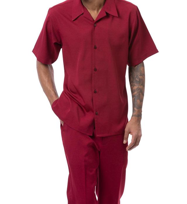 Solid Burgundy Walking Suit 2 Piece Short Sleeve Set Product Image