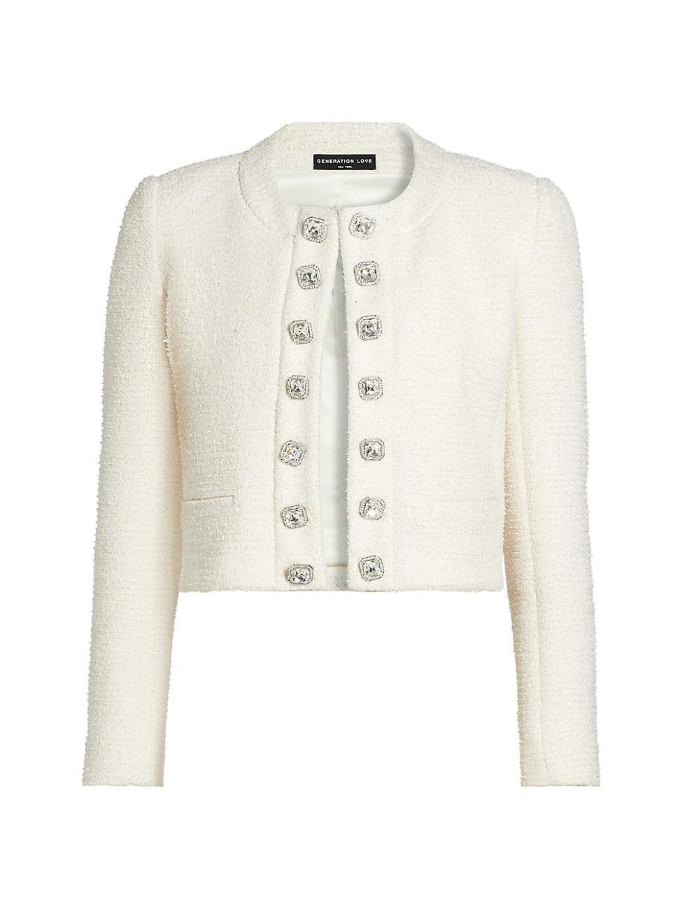 Womens Kaiden Crystal-Embellished Tweed Jacket Product Image