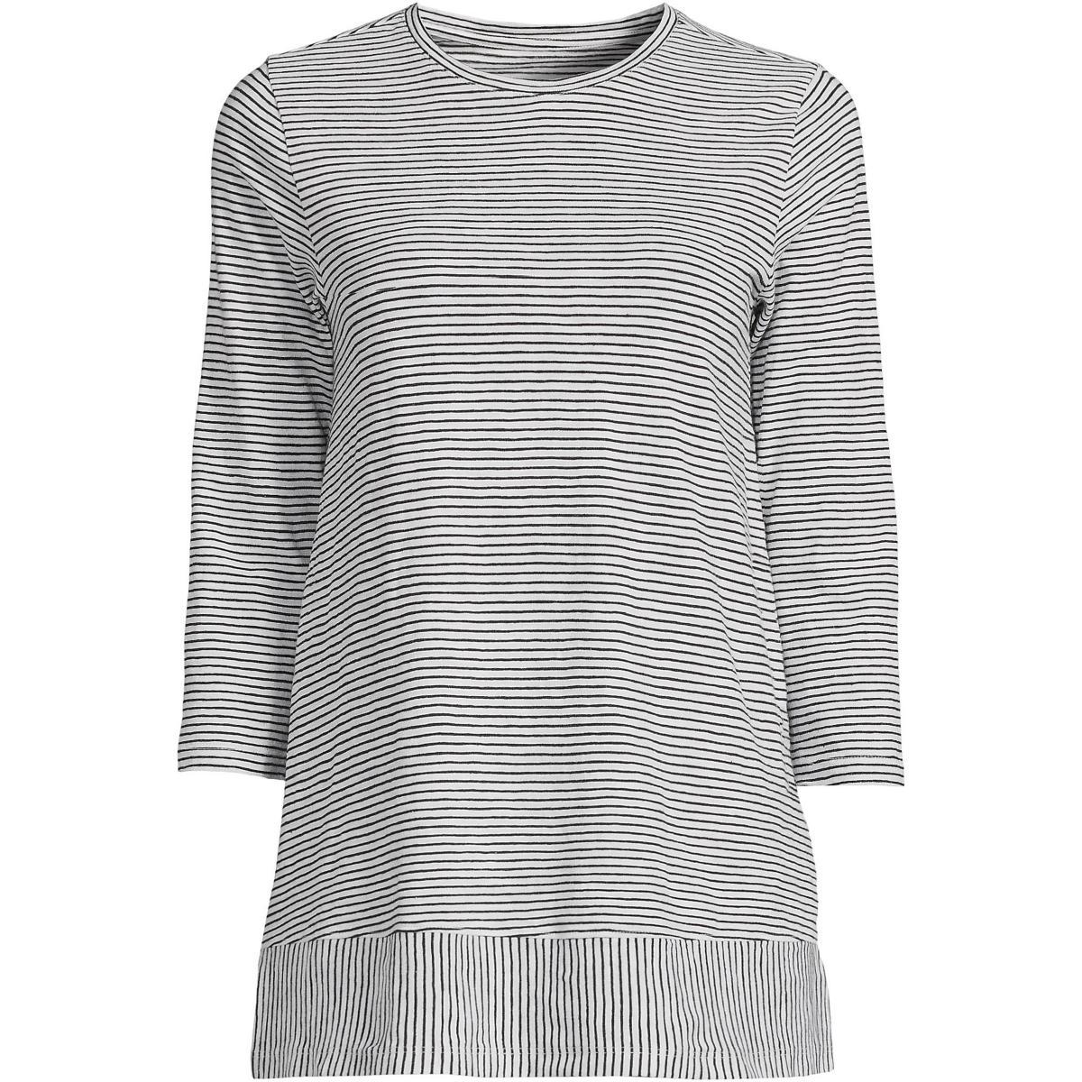 Womens Lands End Slub Jersey Swing Tunic Deep Blue Stripe Product Image