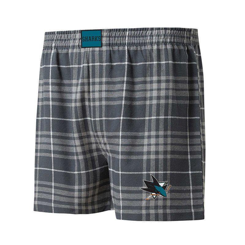 Mens Concepts Sport Charcoal/Gray San Jose Sharks Concord Flannel Boxers Product Image