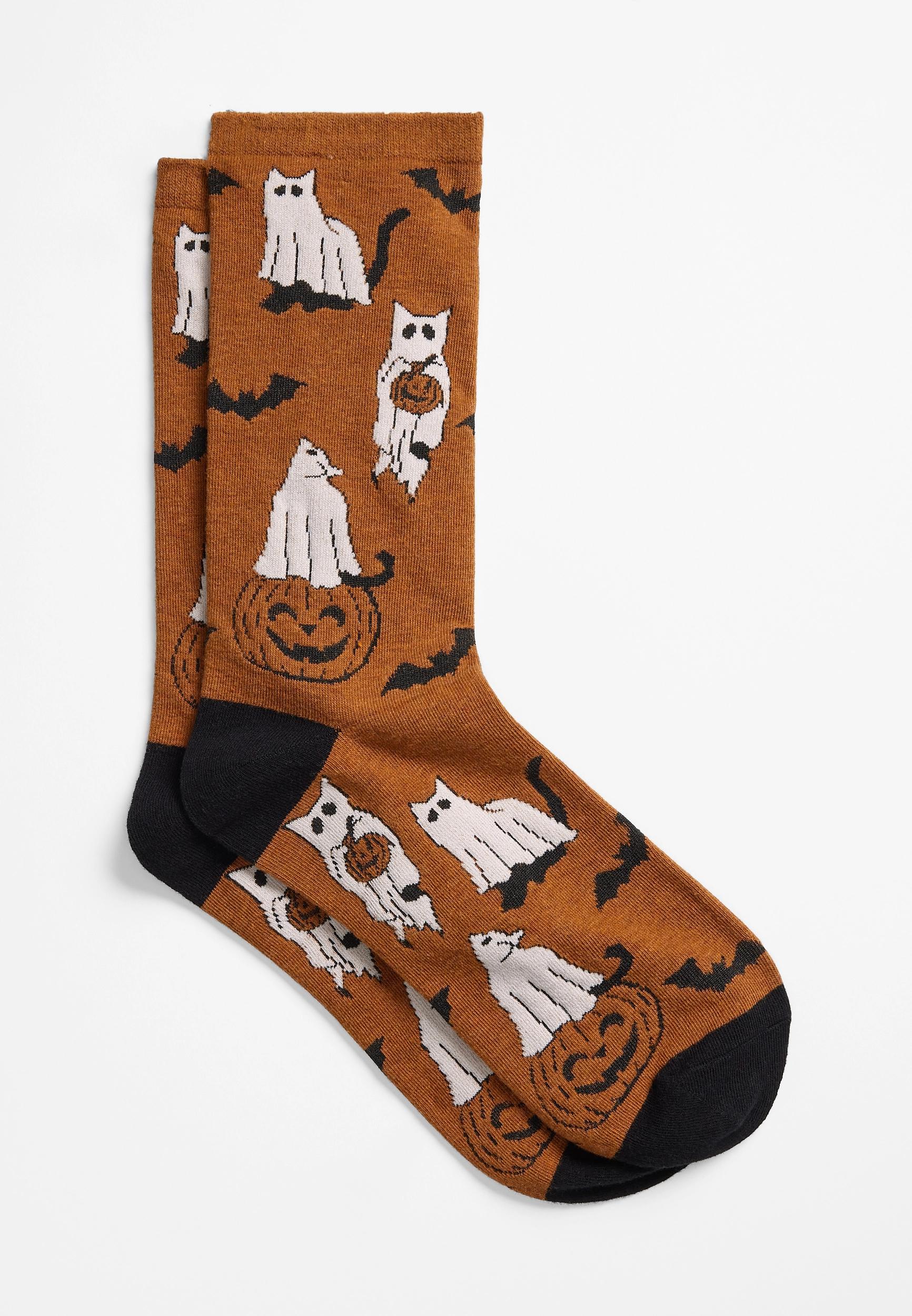 Maurices Womens Halloween Cats Crew Sock Orange Size One Size Product Image