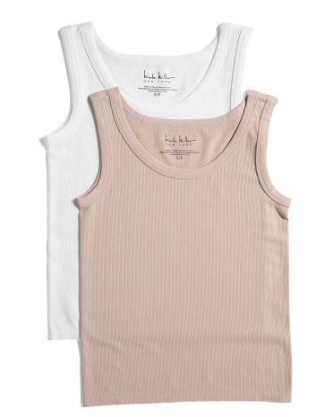 2pk Sleeveless Scoop Neck Rib Seamless Tanks for Women | Nylon Product Image