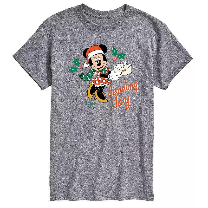 Disneys Minnie Mouse Mens Sending Joy Graphic Tee Grey Gray Product Image