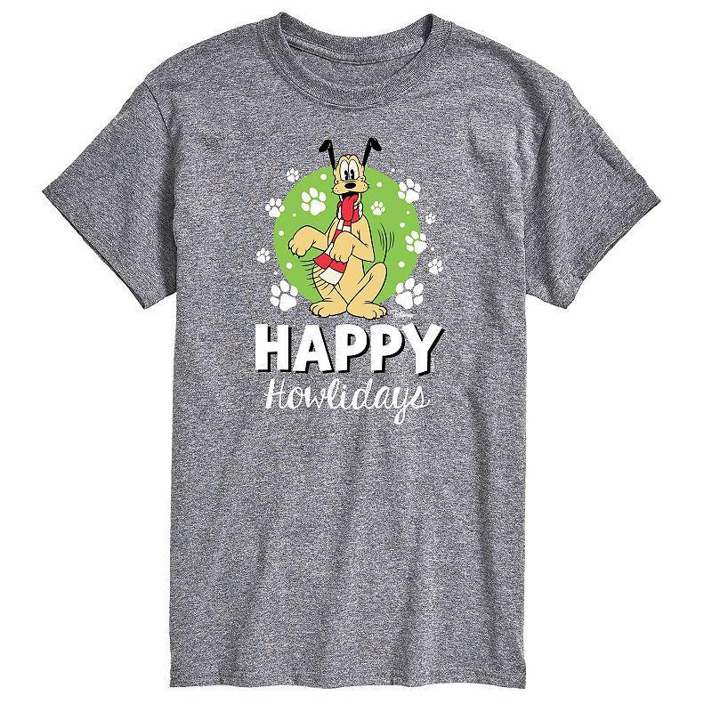 Disney Mens Happy Howlidays Pluto Tee Med Grey Product Image