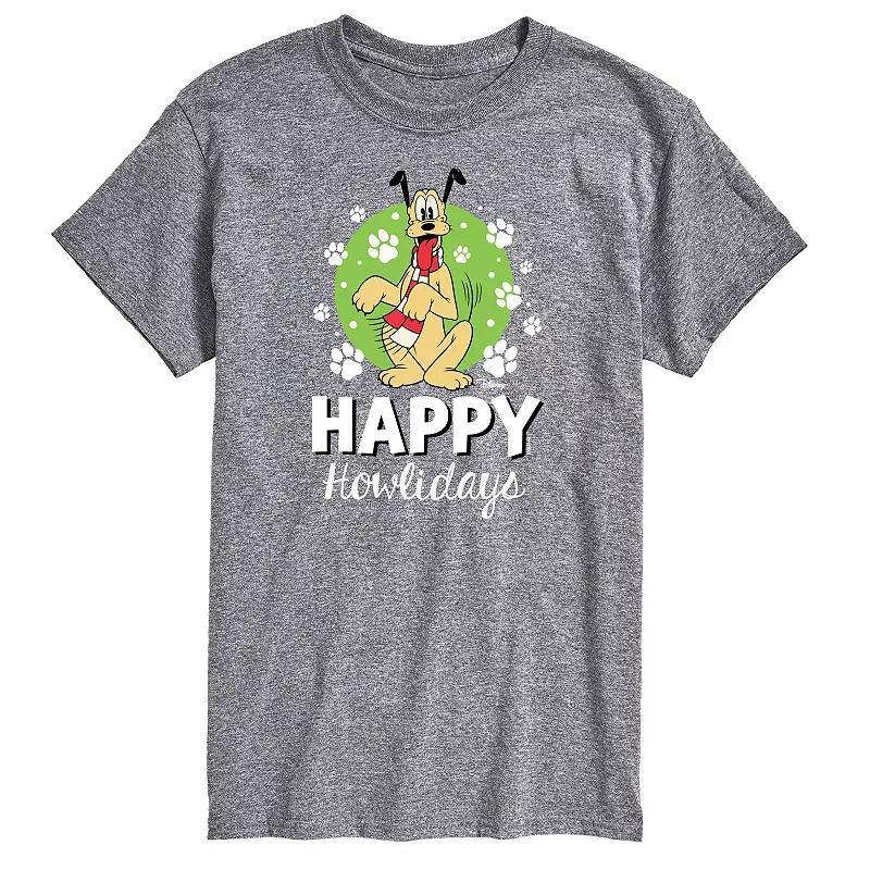 Disneys Big & Tall Happy Howlidays Pluto Graphic Tee, Mens Med Grey Product Image