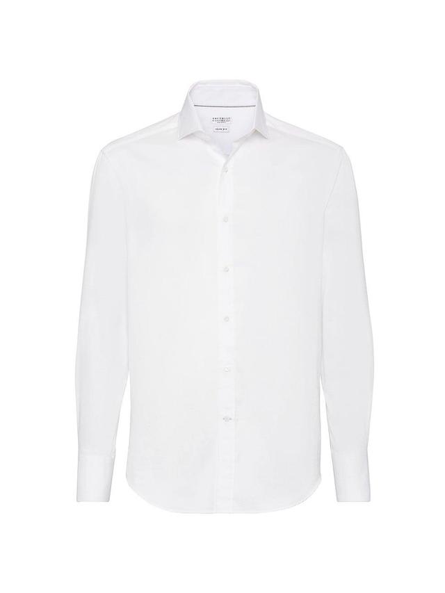 Mens Twill Slim Fit Shirt With Spread Collar Product Image