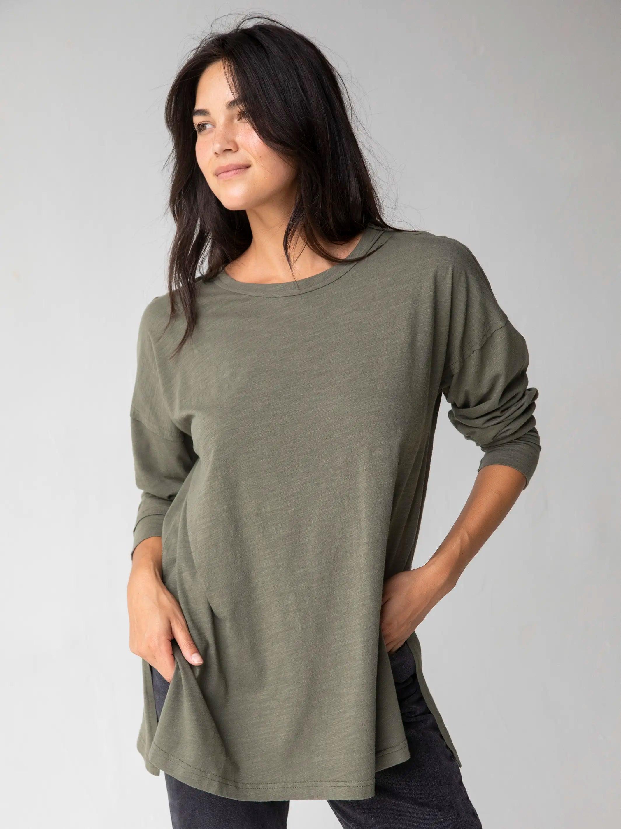 Hang Around Cotton Tunic - Dark Olive Product Image