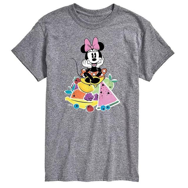 Disneys Minnie Mouse Mens On Fruit Graphic Tee Grey Gray Product Image