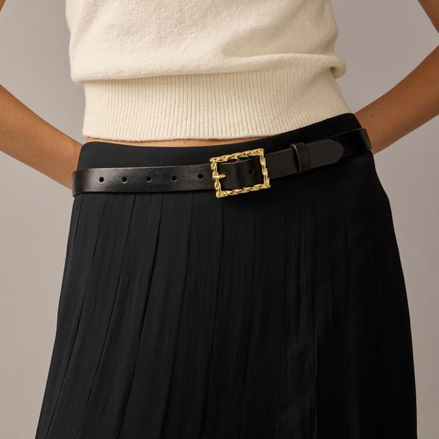 Classic Italian leather belt with twisted buckle Product Image