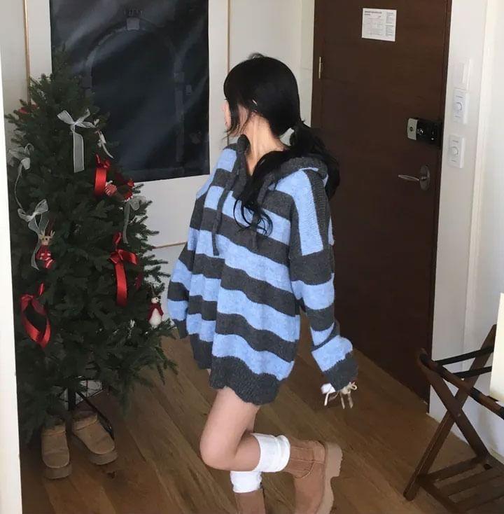 Striped Hood Sweater Product Image