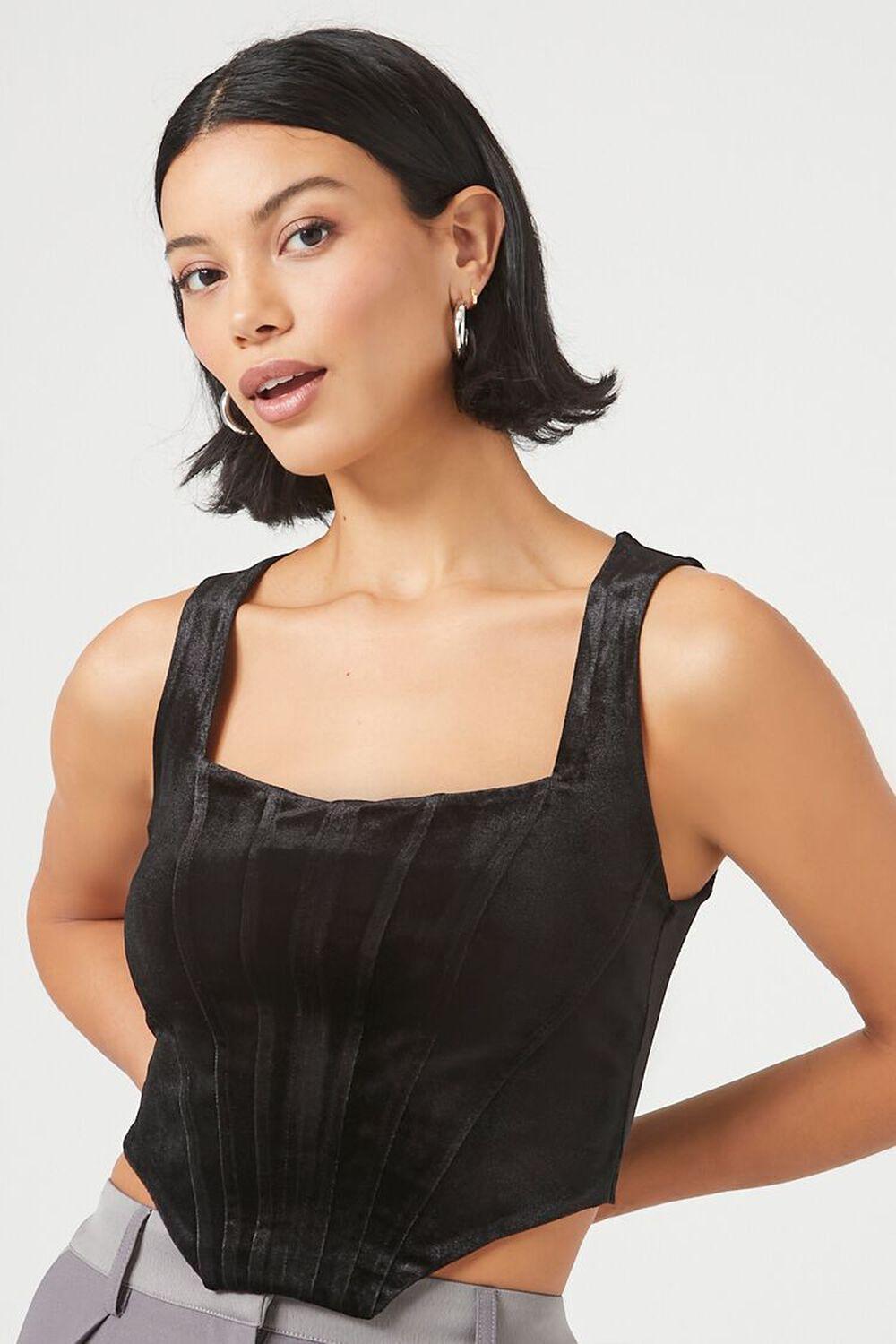 Velvet Bustier Cropped Tank Top | Forever 21 Product Image