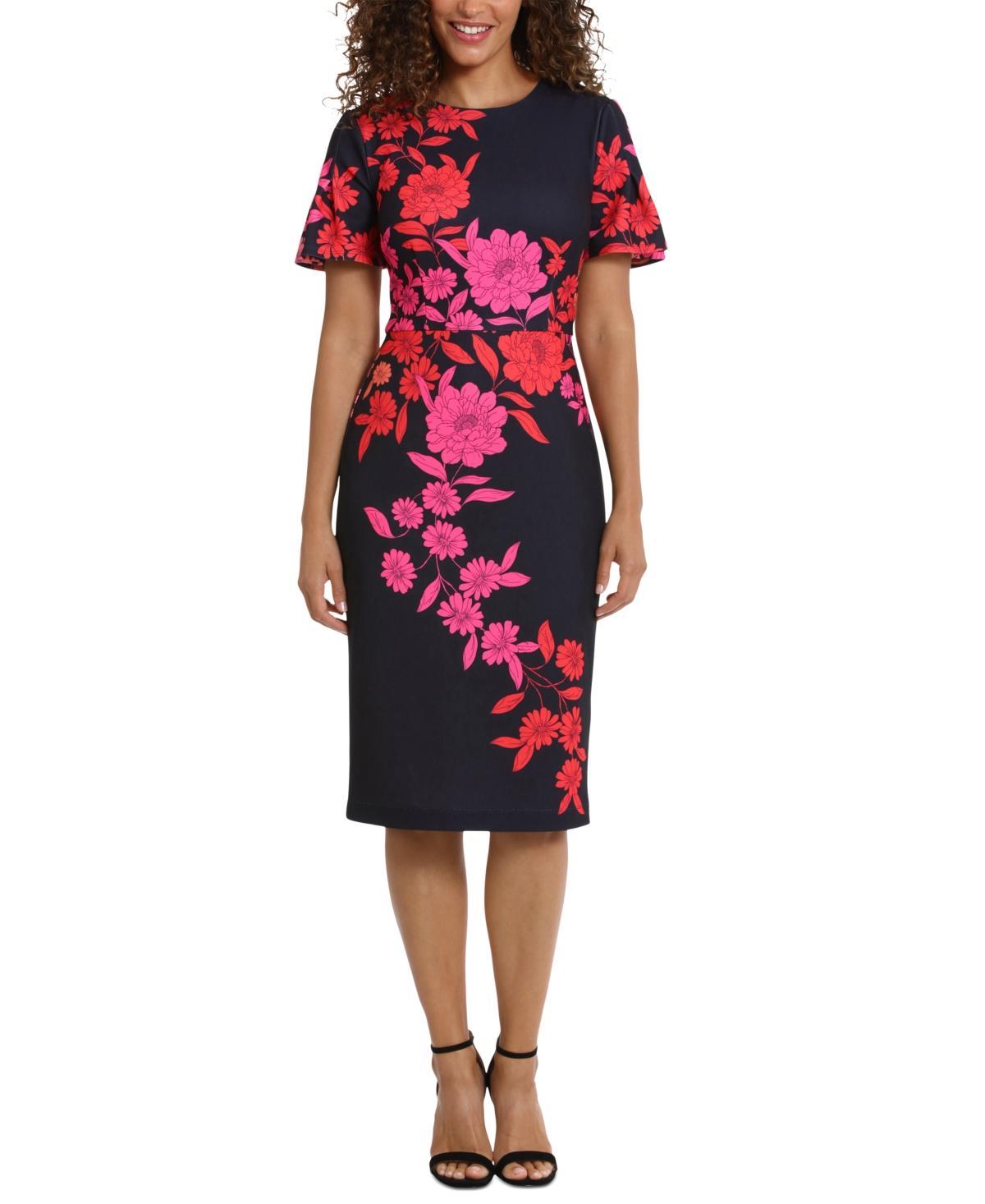 Women's Floral Flutter-Sleeve Midi Dress Product Image