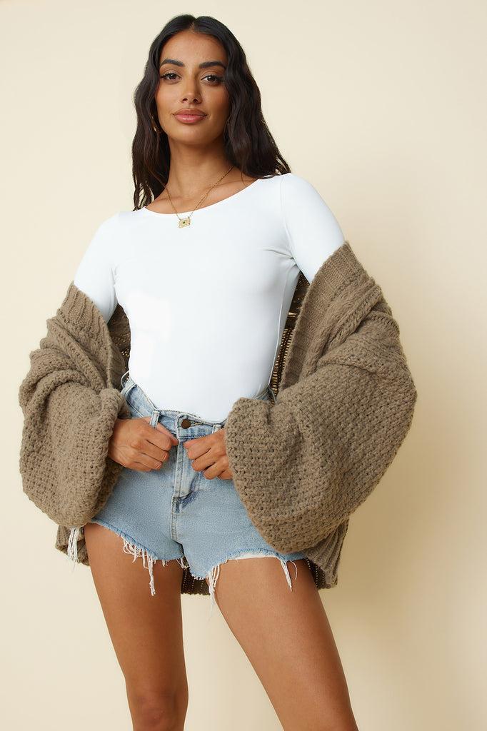 Shining Light Knit Cardigan Brown Product Image