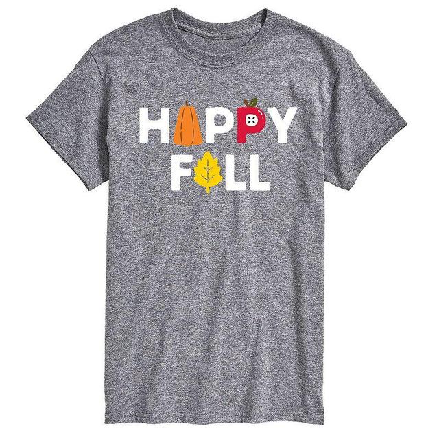 Big & Tall Happy Fall Tee, Mens Med Grey Product Image