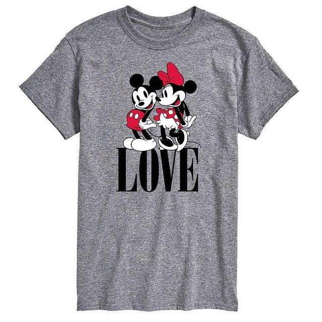 Disneys Mickey & Minnie Mouse Love Mens Graphic Tee Med Grey Product Image