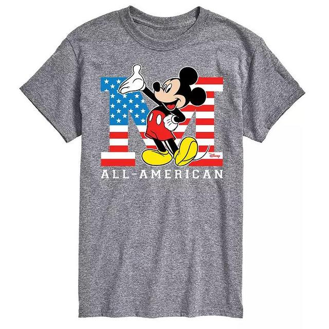 Disneys Mickey Mouse Mens Flag Graphic Tee Med Grey Product Image