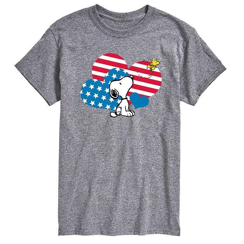 Mens Peanuts Snoopy Flag Hearts Tee Product Image