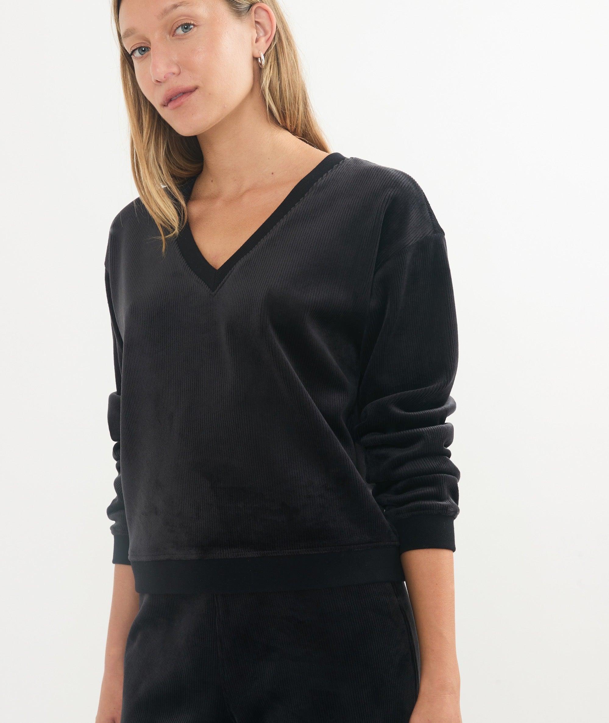 Cord Velour V-Neck Sweatshirt Product Image