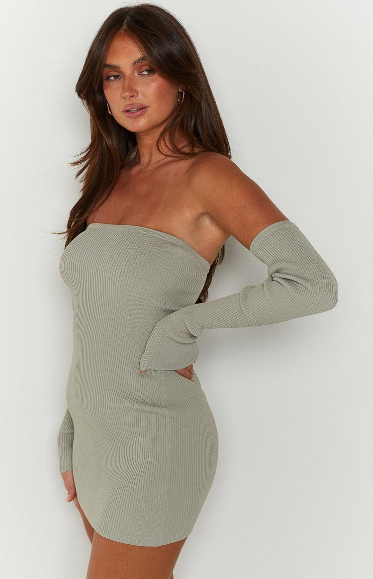 Branca Sage Long Sleeve Knit Mini Dress Product Image