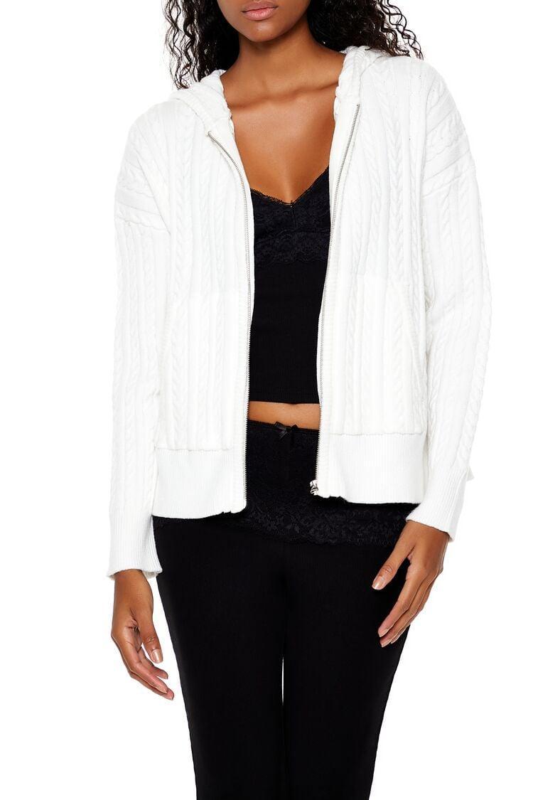 Cable Knit Zip-Up Hoodie | Forever 21 Product Image