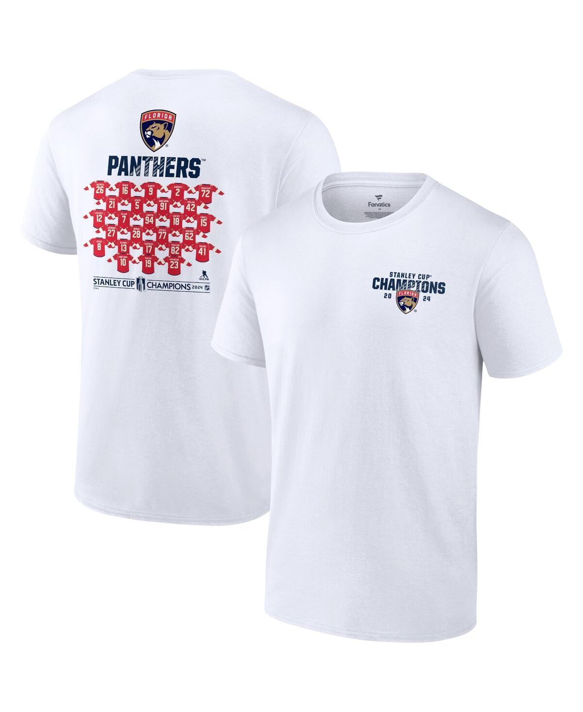 Fanatics Mens White Florida Panthers 2024 Stanley Cup Champions Jersey Roster T-Shirt Product Image