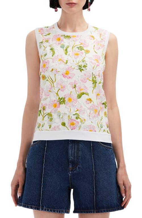 Oscar de la Renta Mixed Botanical Print Lace Front Tank Product Image