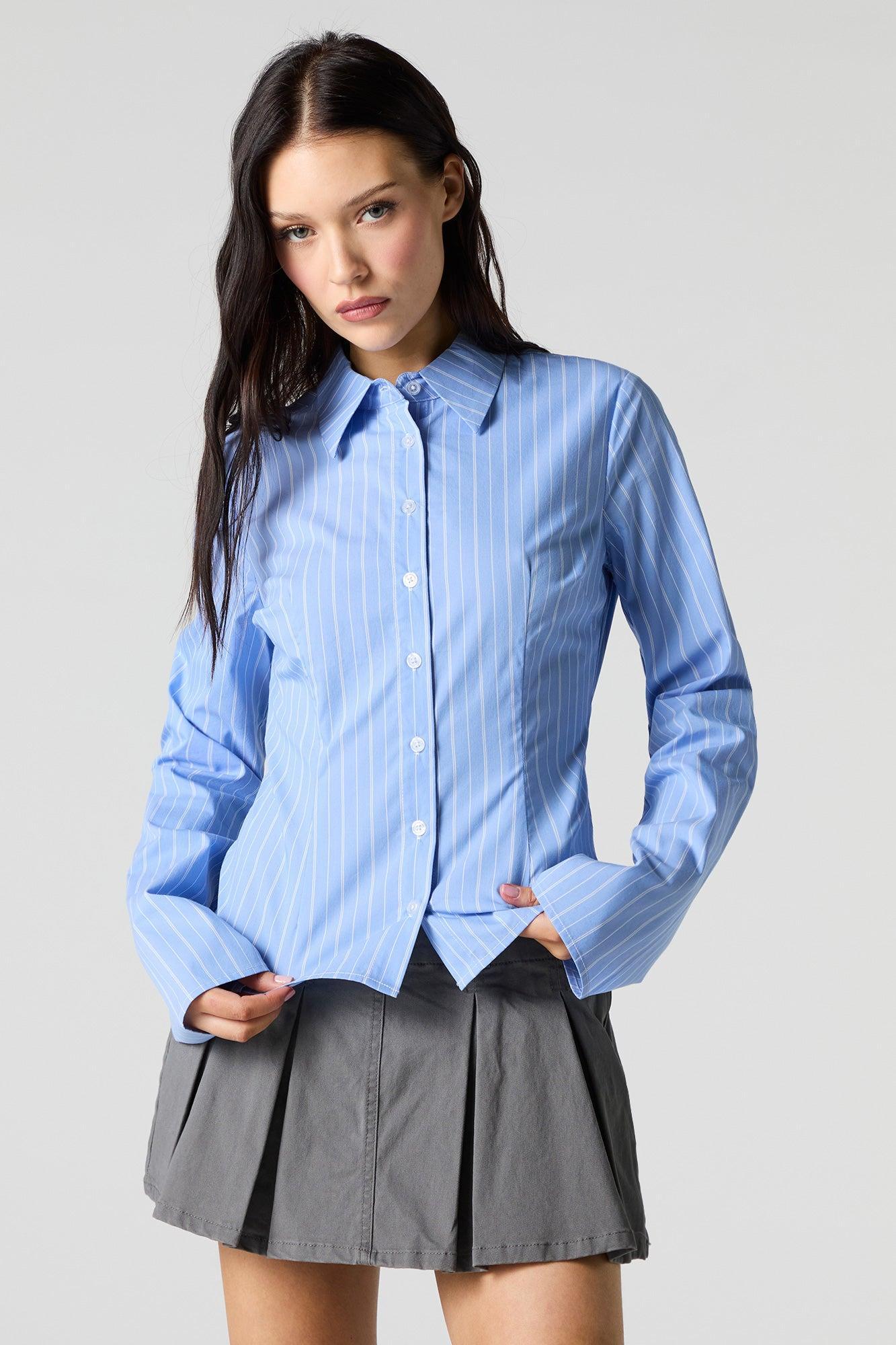 Button-Up Fitted Bell Sleeve Top Female Product Image