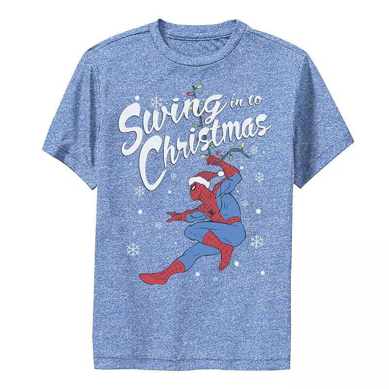 Boys 8-20 Marvel Spider-Man Swing In To Christmas Graphic Tee, Boys Red Grey Product Image