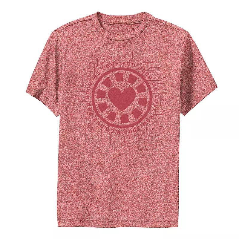 Boys 8-20 Marvel Avengers: Endgame Iron Man We Love You 3000 Heart Performance Graphic Tee, Boys Red Grey Product Image