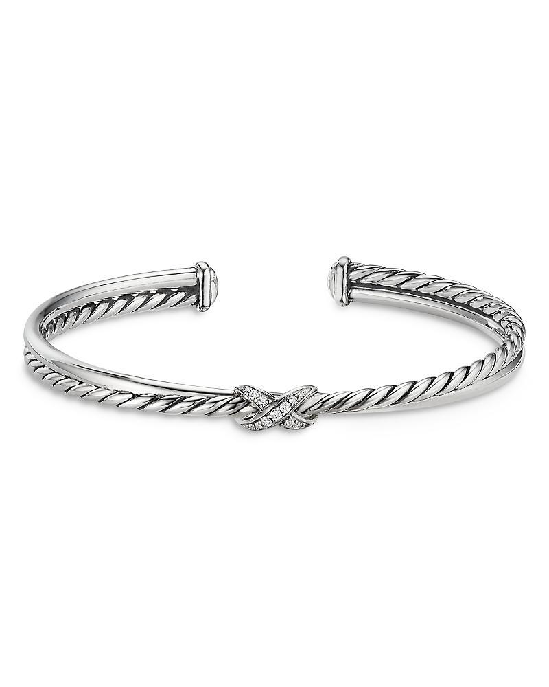 Womens Petite X Center Station Bracelet In Sterling Silver With Pav Diamonds Product Image