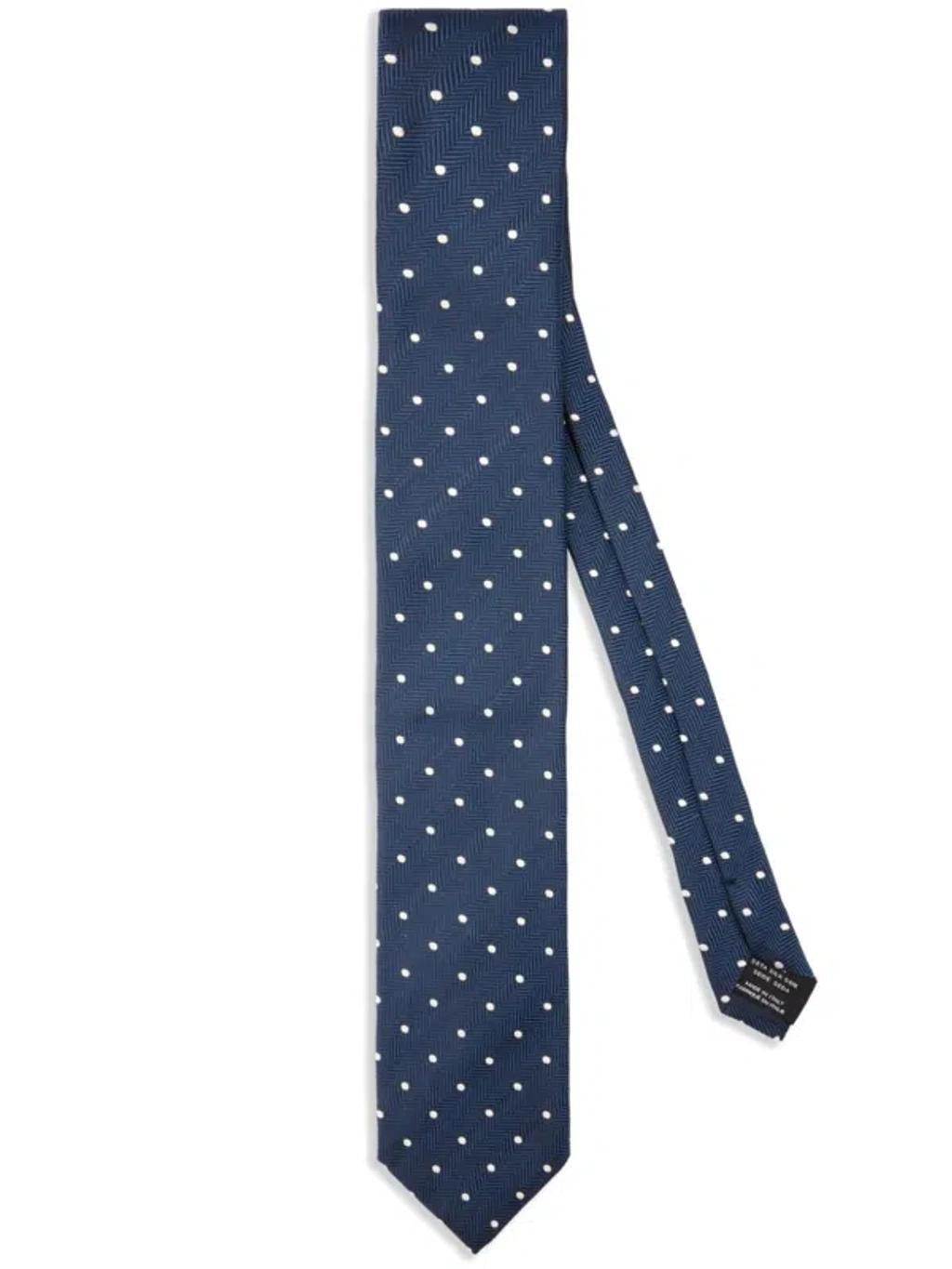 TOM FORD Polka-dot Silk Tie In Blue Product Image