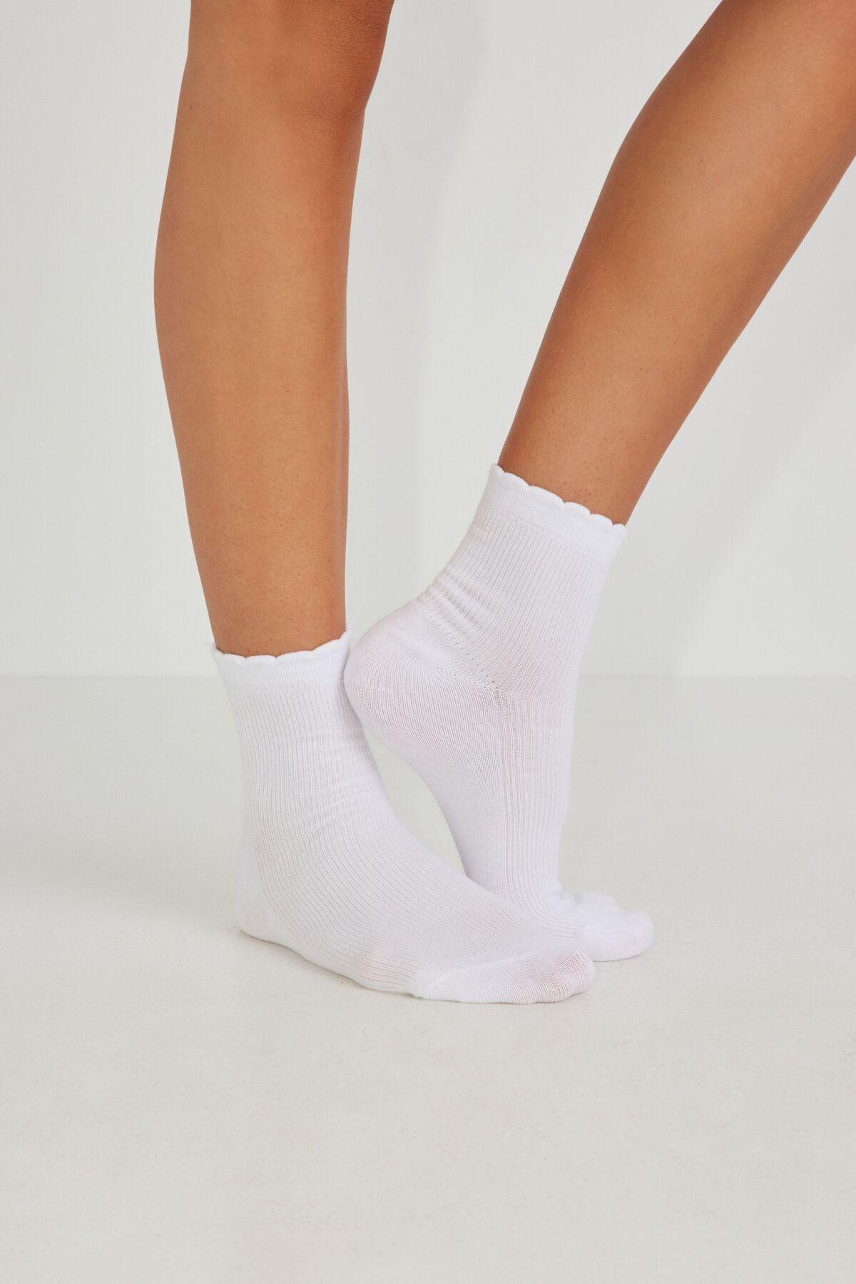 Pack of 2 Scalloped Edge Short Sock Product Image