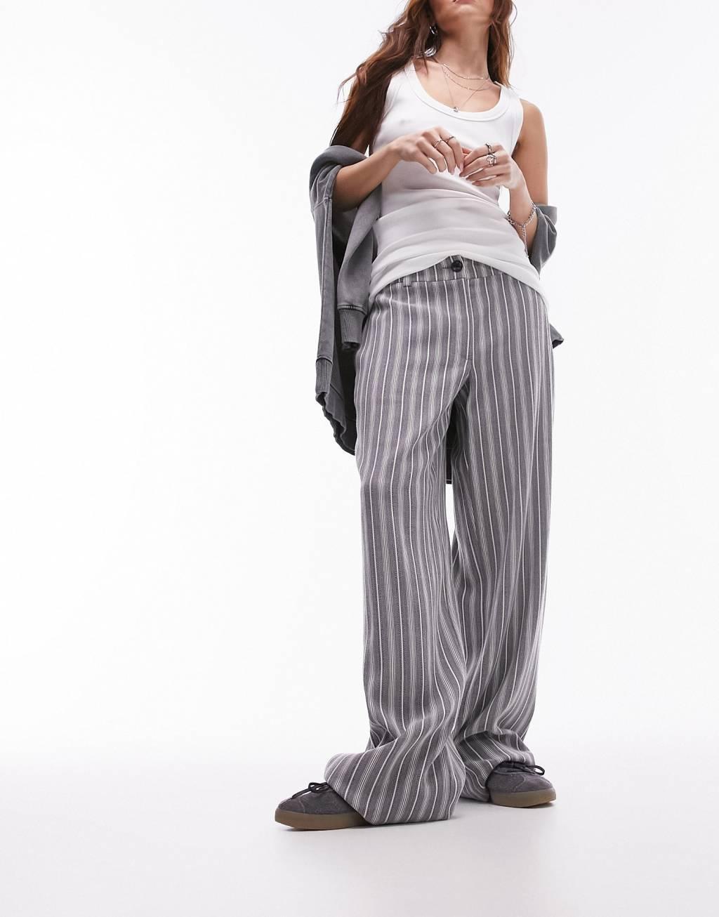 Topshop stripe low slung pants in multi Product Image