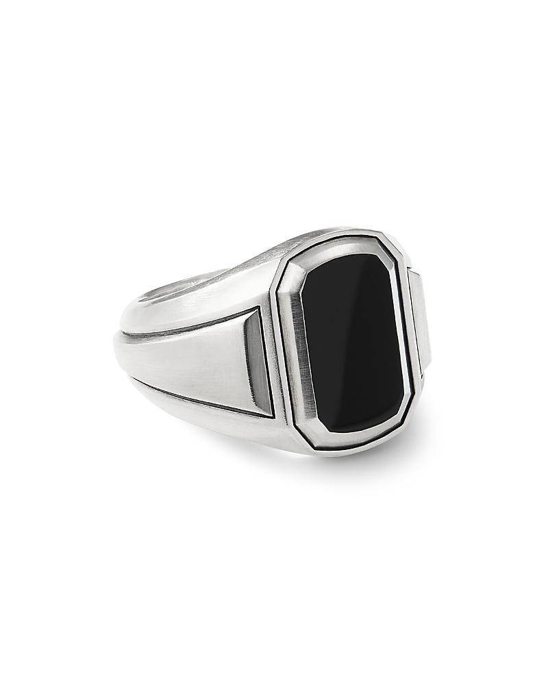 Mens Deco Signet Ring in Sterling Silver Product Image