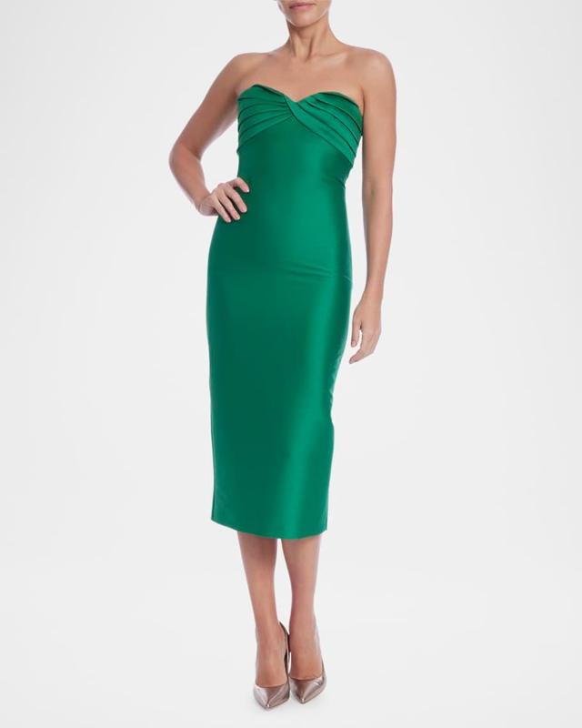 Pleated Strapless Bodycon Midi Dress Product Image