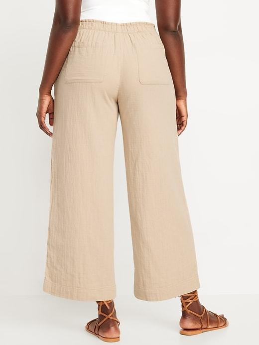 High-Waisted Crinkle Gauze Ankle Pants Product Image