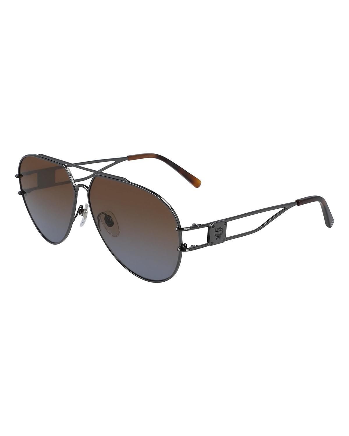 Mens Metal Aviator Sunglasses w/ Logo Plaque Product Image