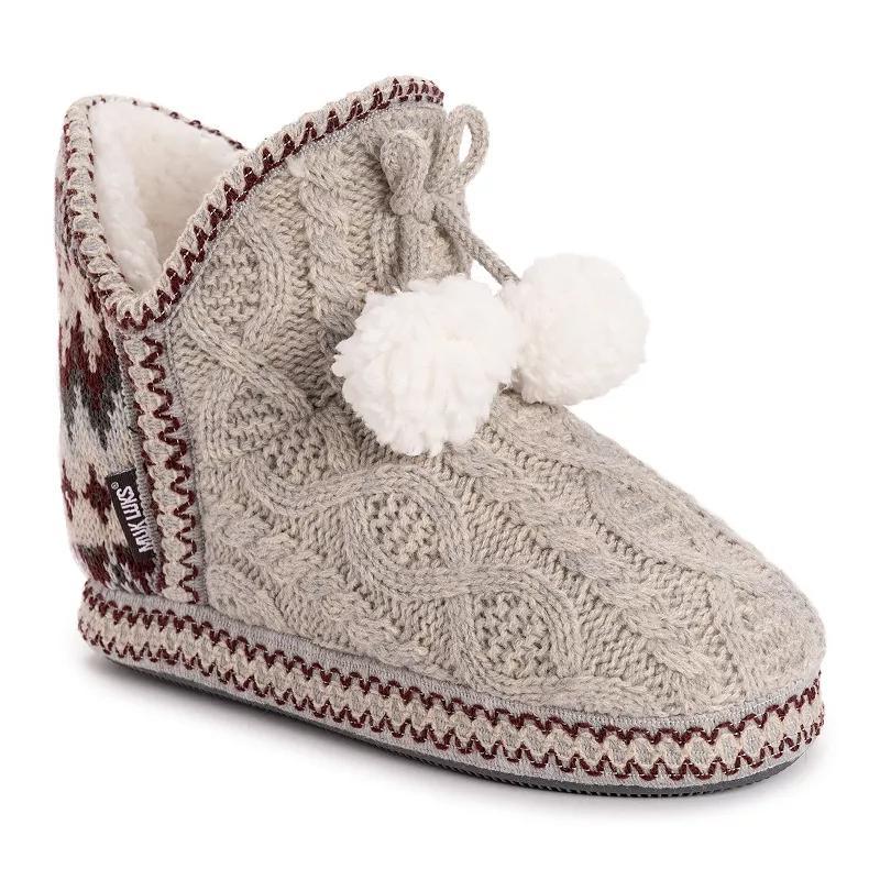 Womens MUK LUKS Amira Slipper Boots Oatmeal Grey Product Image