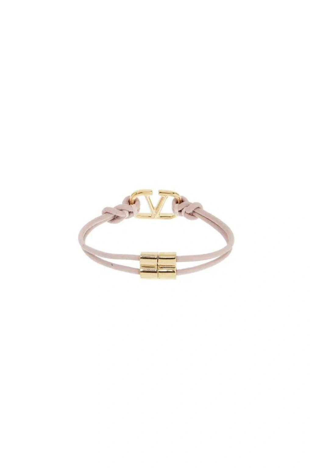 Leather Vlogo Signature Bracelet In Gold Product Image