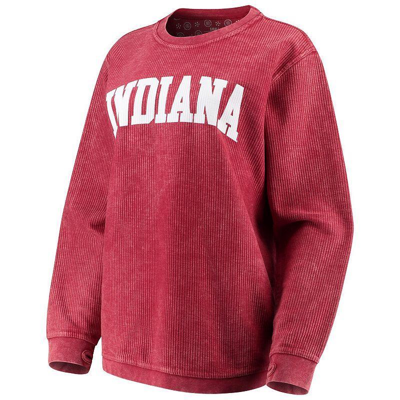 Womens Pressbox Crimson Indiana Hoosiers Comfy Cord Vintage Wash Basic Arch Pullover Sweatshirt Product Image