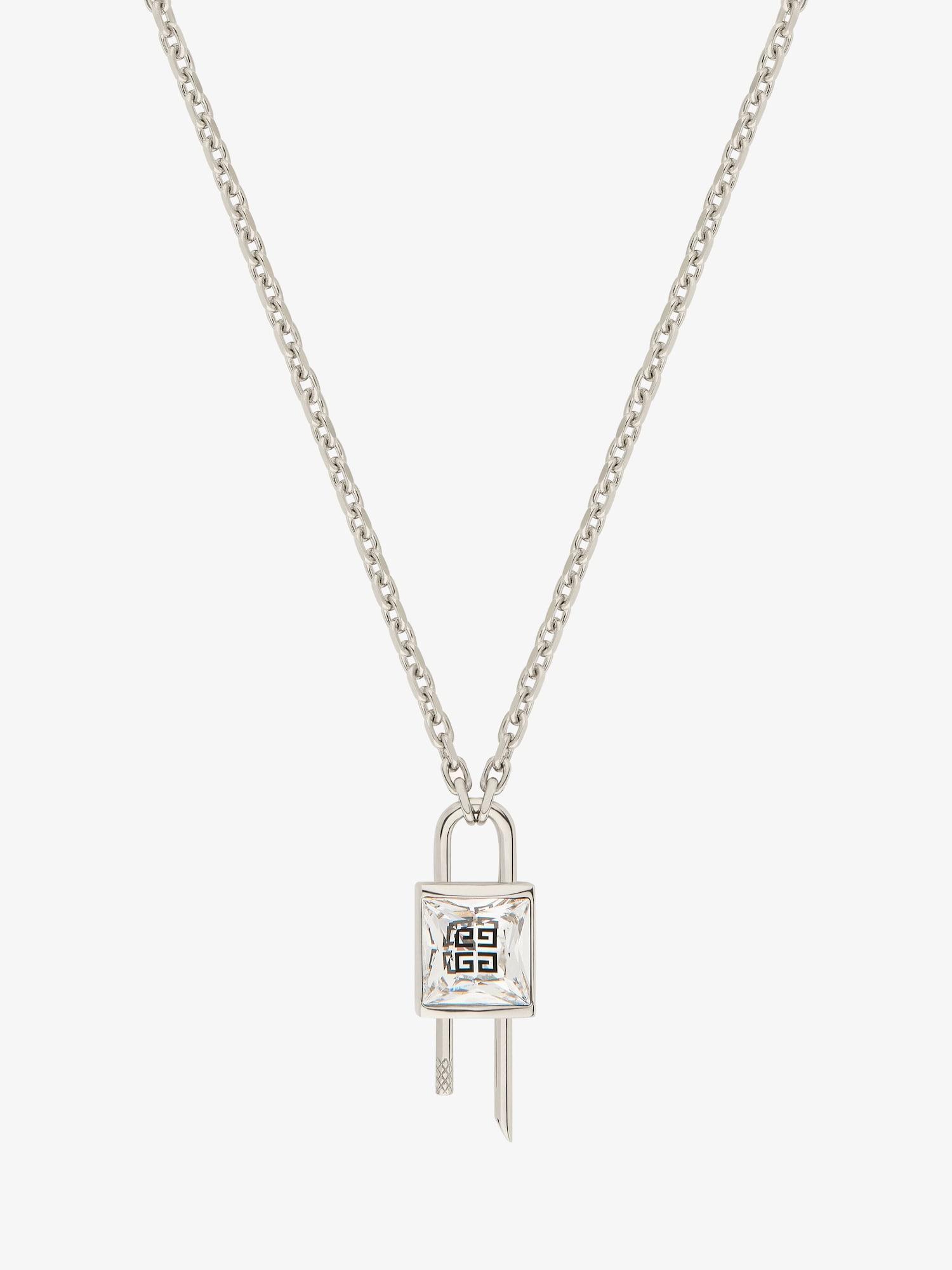 Mini Lock necklace in metal with crystal Product Image