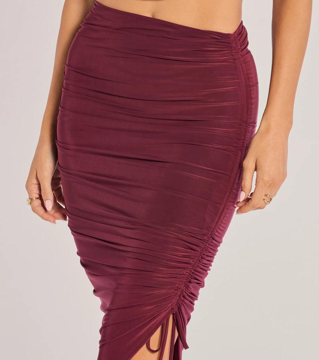 Sculpted Chic Ruched Midi Skirt product image