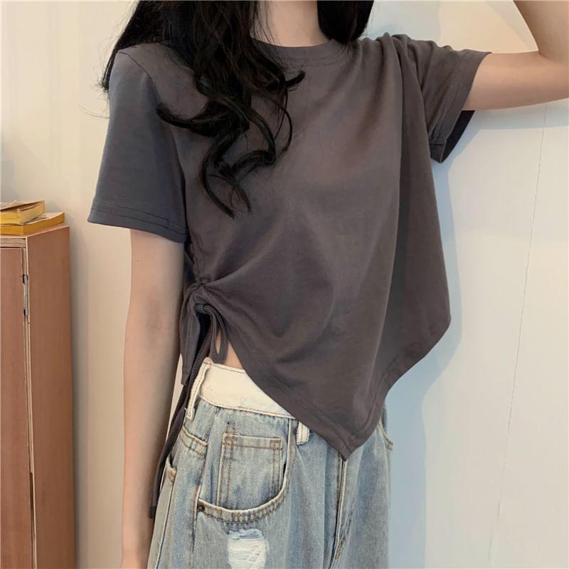 Drawstring Cropped T-Shirt Product Image