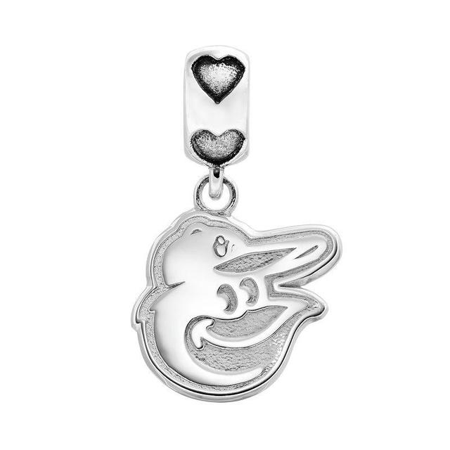 LogoArt Baltimore Orioles Sterling Silver Team Logo Charm, Womens, Grey Product Image