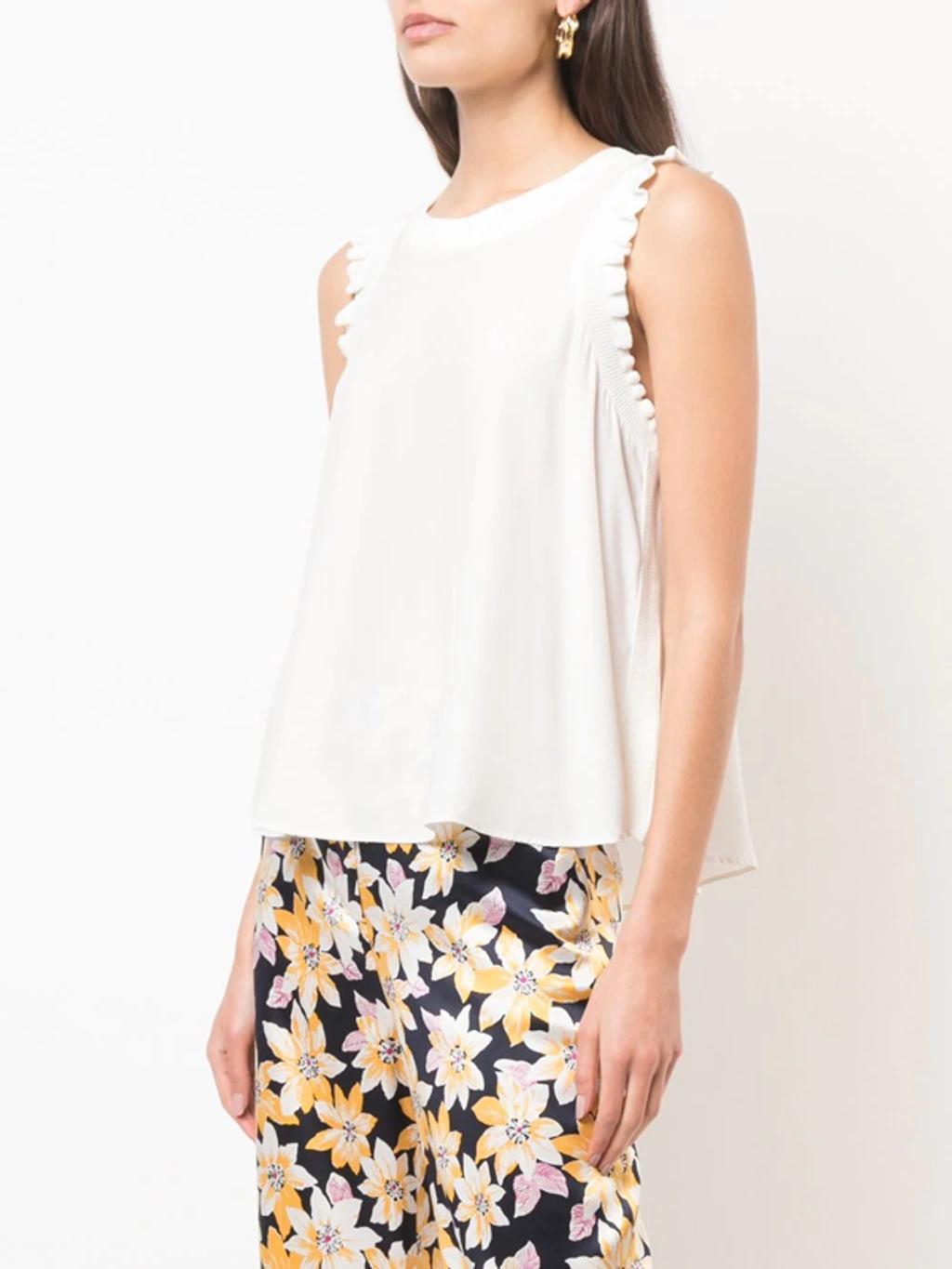 Tous Les Jours Lenore Crewneck Sleeveless Silk Top In Ivory Product Image